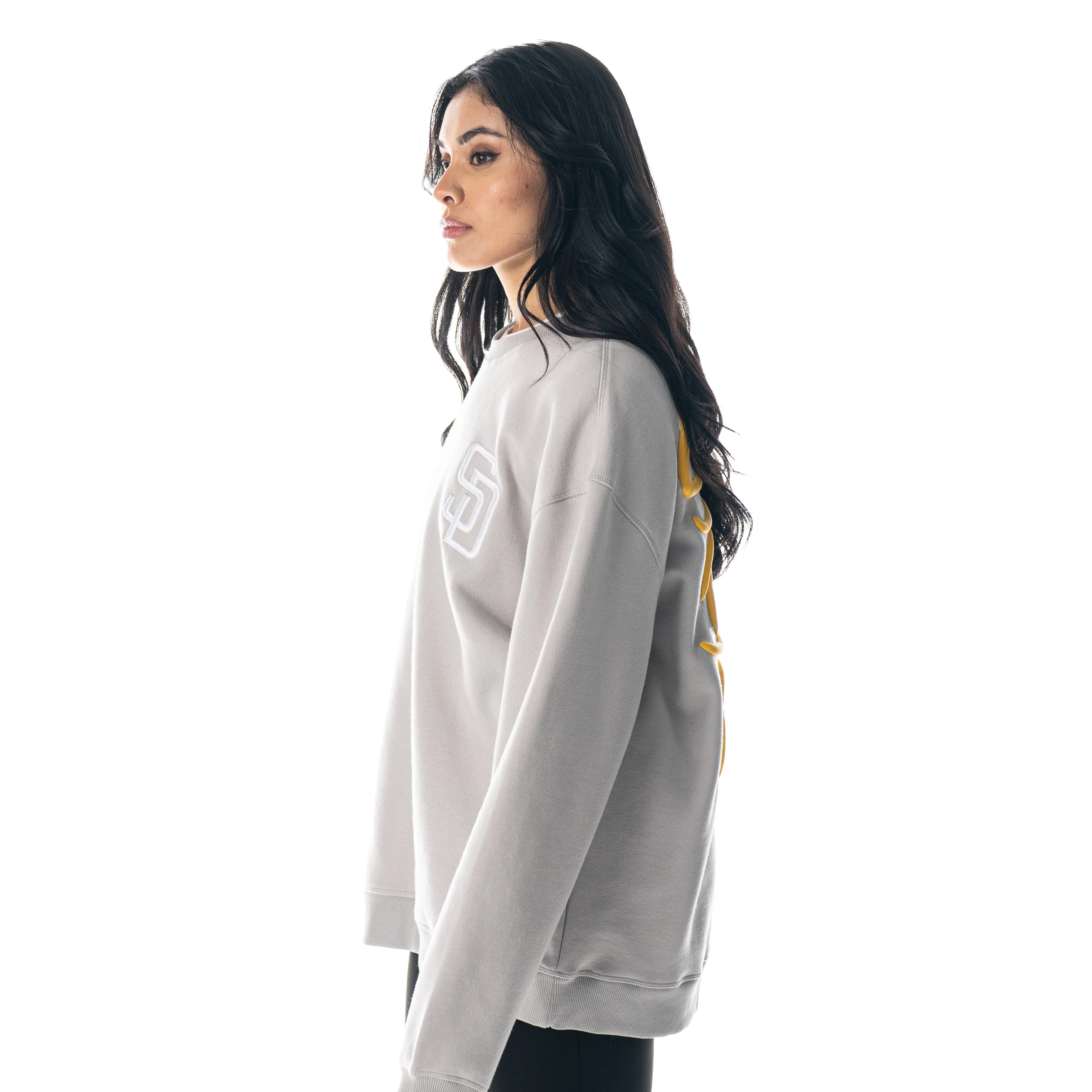 San Diego Padres Puff Print Crew Fleece - Off-White - Image 5