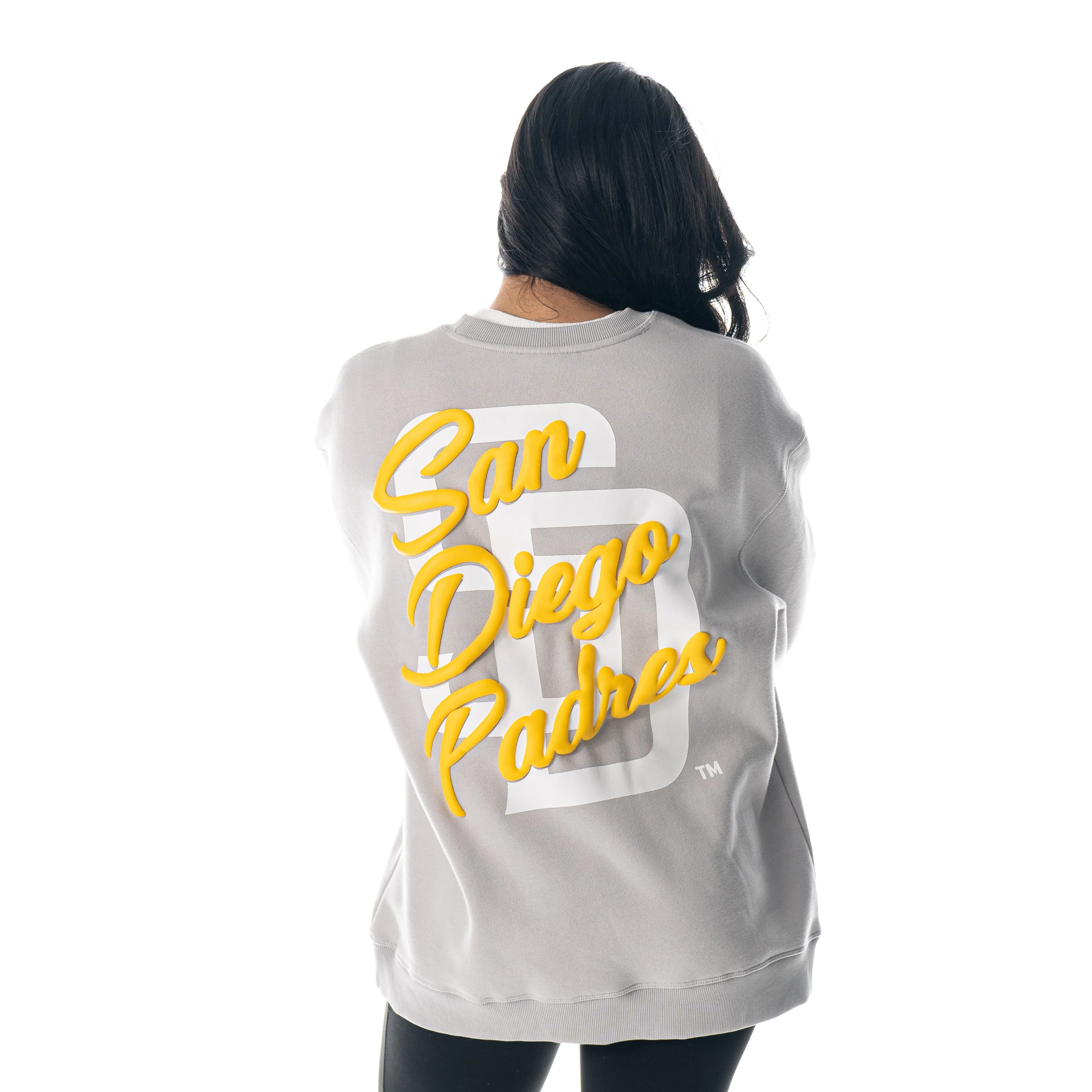 San Diego Padres Puff Print Crew Fleece - Off-White - Image 6