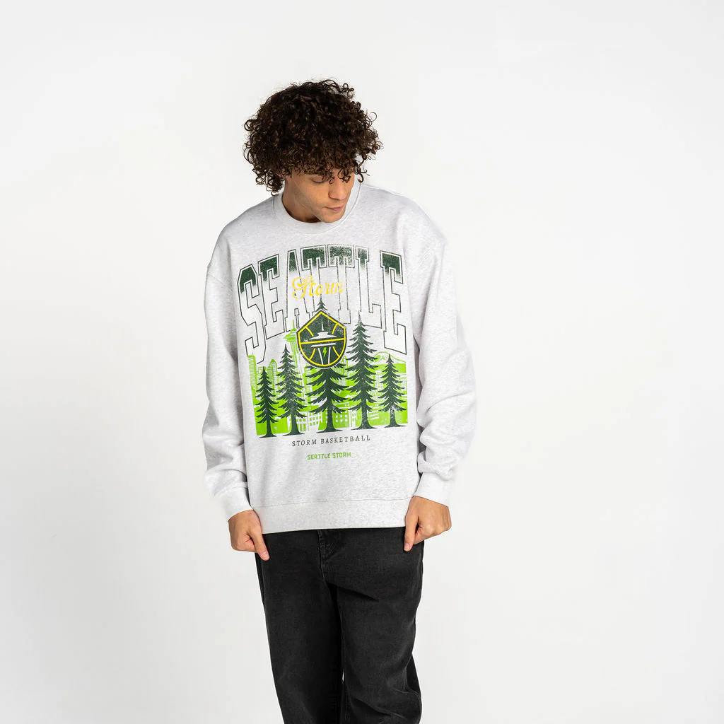 Seattle Storm Oversized Graphic Crewneck - Heather White - Image 3