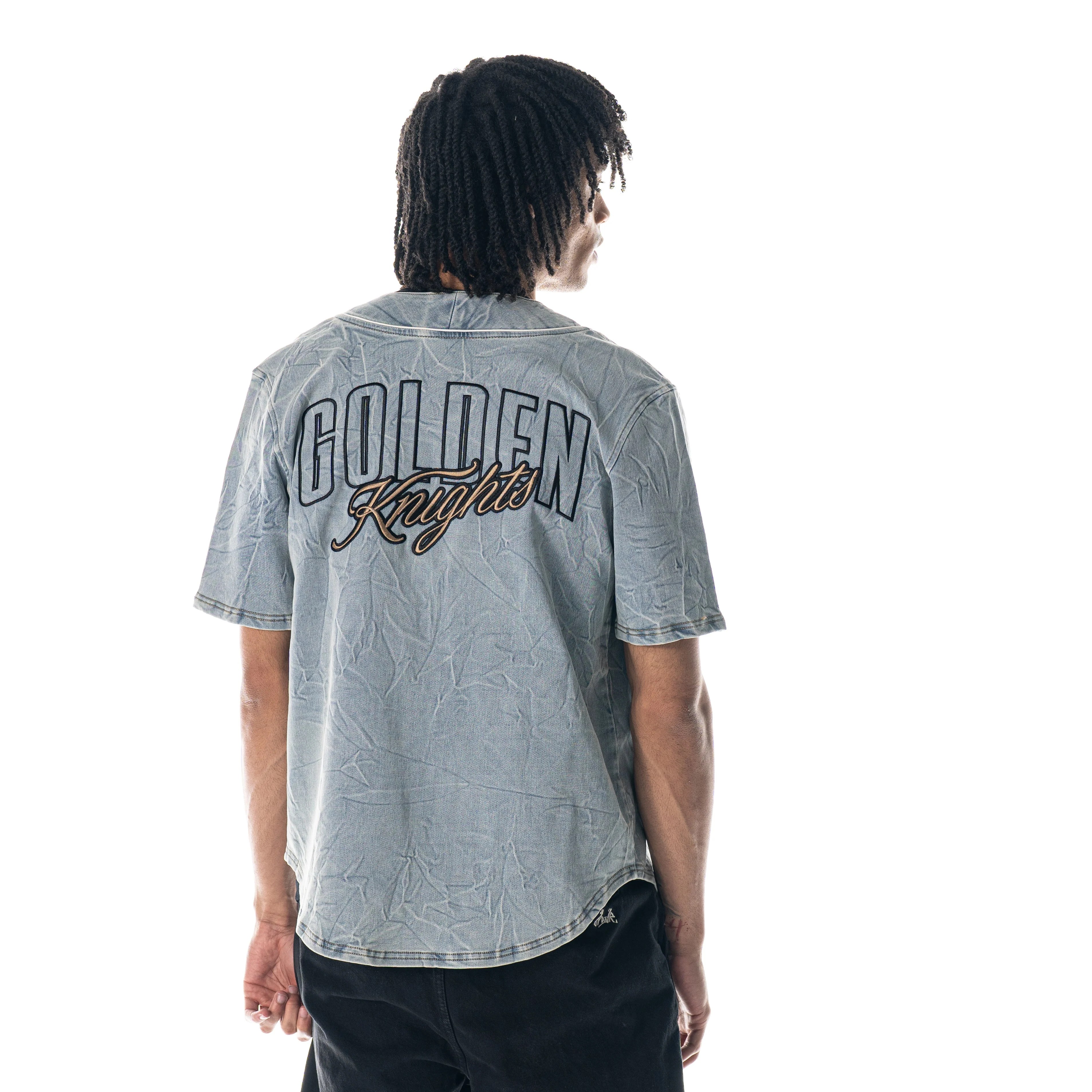 Vegas Golden Knights Blue Denim Button Up Shirt - Image 4