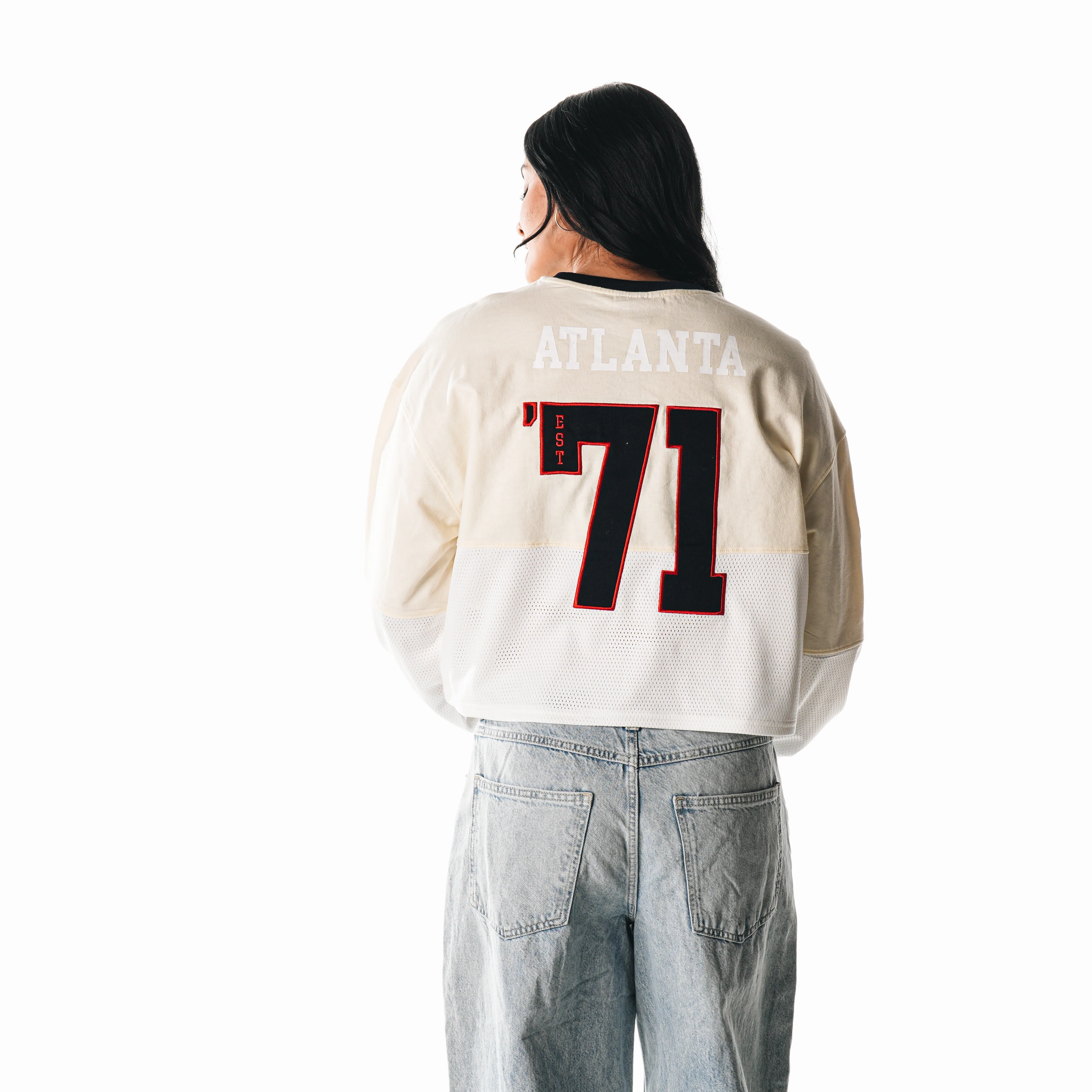 Atlanta Braves Women's Jersey Mesh Crop Fleece - Multi - Image 3