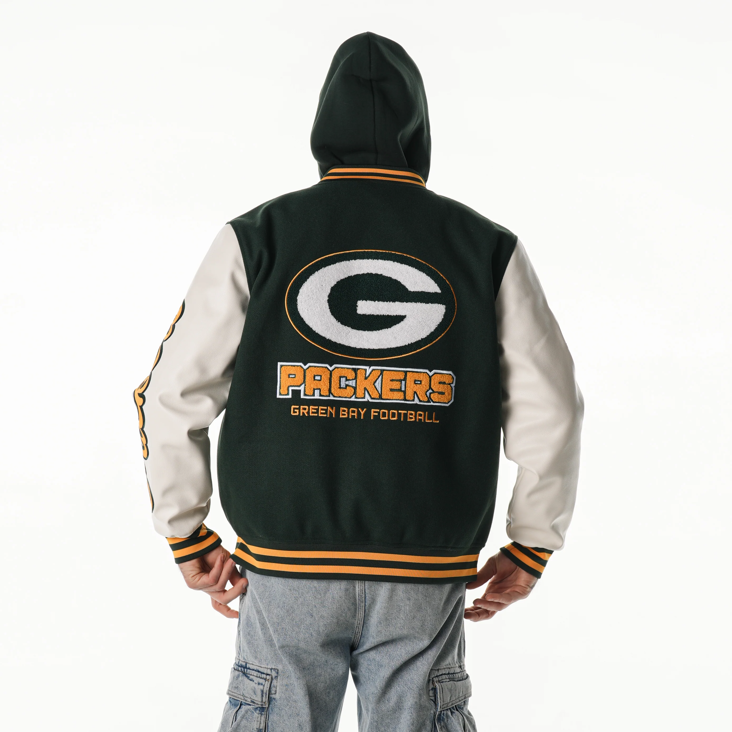 Green Bay Packers Unisex Hooded Varsity Jacket - Green - Image 5
